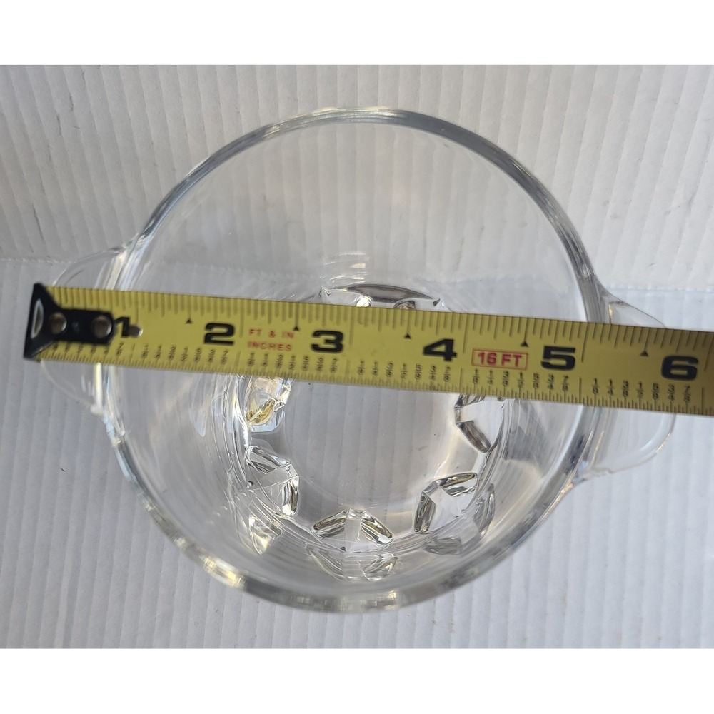 Vintage Made in Italy 1960's Clear Glass Ice Bucket Faceted Base Tab Handles - Picture 7 of 9